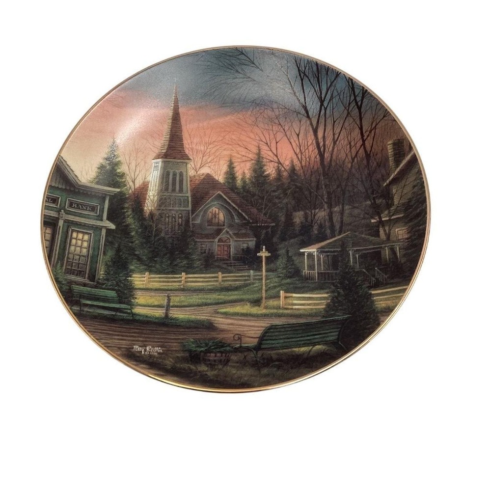 Terry‎ Redlin "Sunday Morning" Collector Plate Church Scene 8.25"